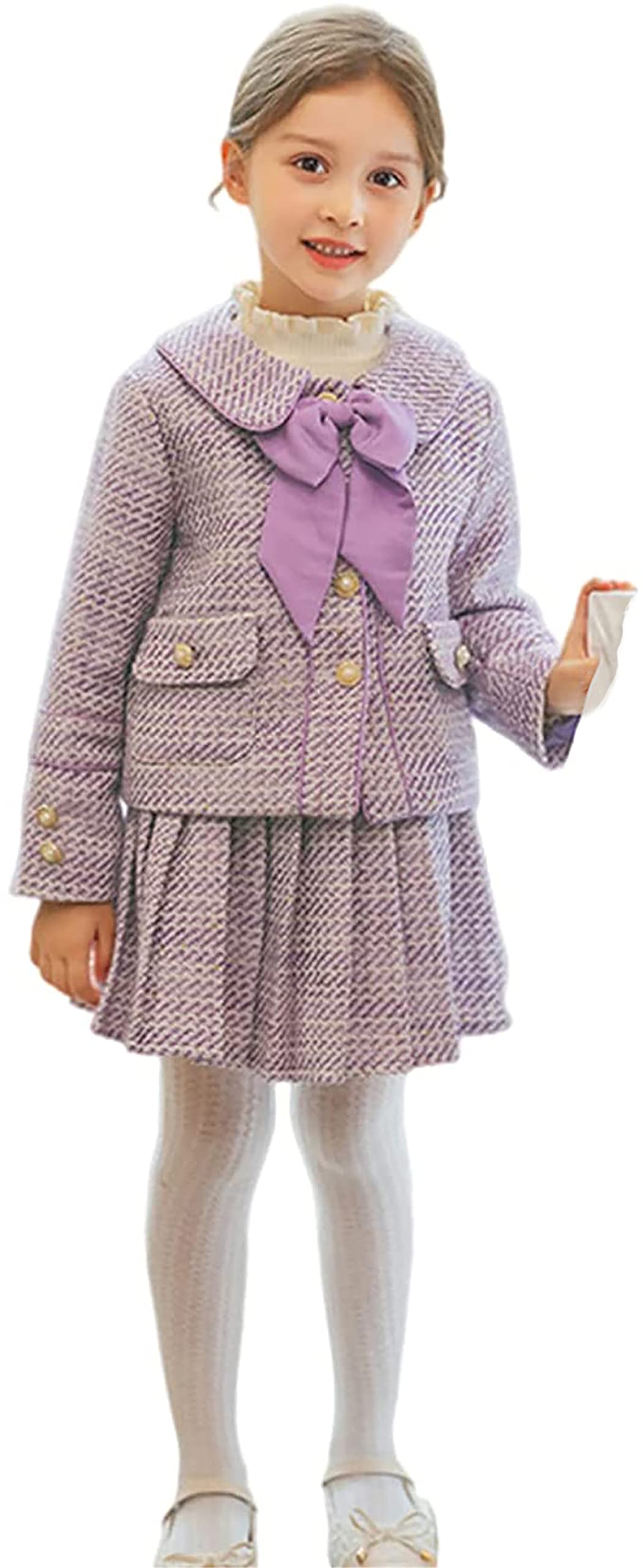【送料無料】[Karwavyi] 入学式 スーツ 子供 ワンピース 子供服 女の子 スーツ 卒園式 女の子 アンサンブル 女の子 フォーマル 受験 発表会 演奏会 結婚式 卒業式 色：パープル、サイズ：110