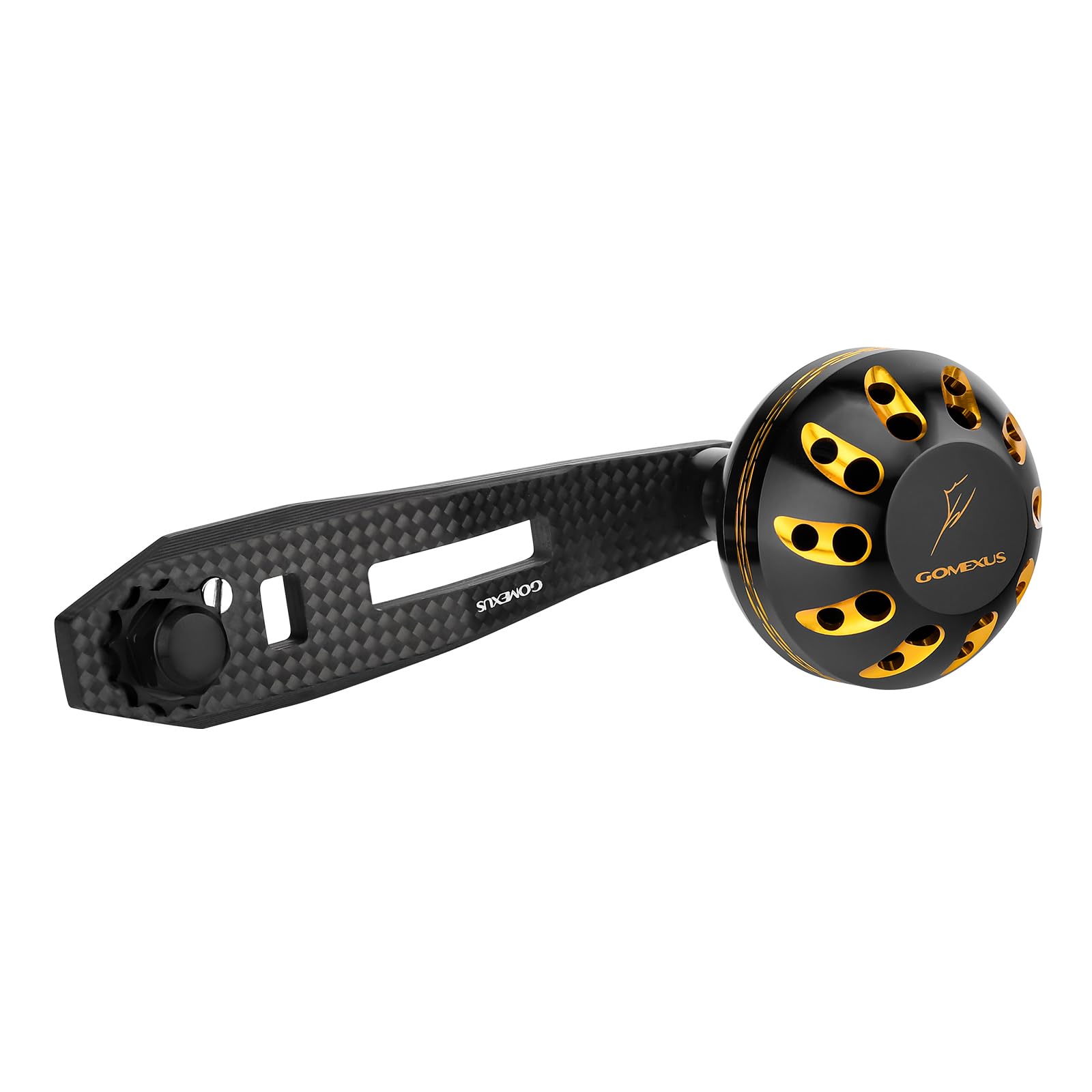 【送料無料】ゴメクサス FL75 リールハンドル ダイワ (Daiwa) シマノ (Shimano) ベイトリール対応 シングルハンドル 両軸リール ハンドル交換 75mm ハンドルノブ付き タイラバ ライトジギング パワーゲーム釣り 超 色:ブラックゴールド、サイズ:8×5mm-アルミノブ38mm