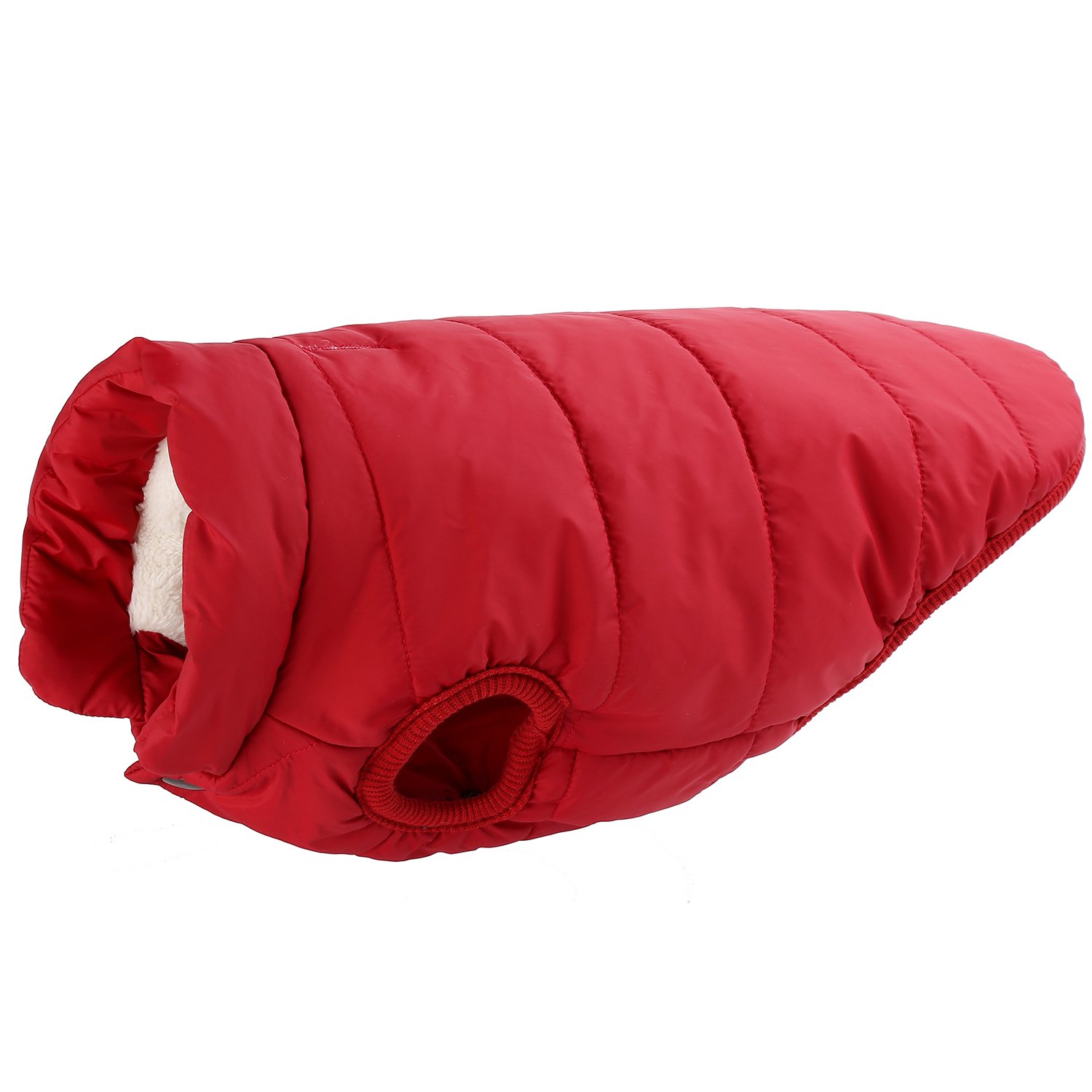 【送料無料】Emfay ペット服 犬服 コート ジャケット ダウン ボタン留めタイプ 防寒 冬服 ドッグウェア 色：レッド、サイズ：XXL