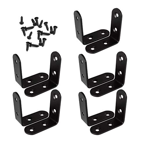 【送料無料】T&B 10個 セット アングルブラケット 50mm 棚受け ステンレス L字 転倒防止 補強 金具 ネジ付き 厚さ2mm 黒 色：ブラック/銀色、サイズ：50*50*2mm