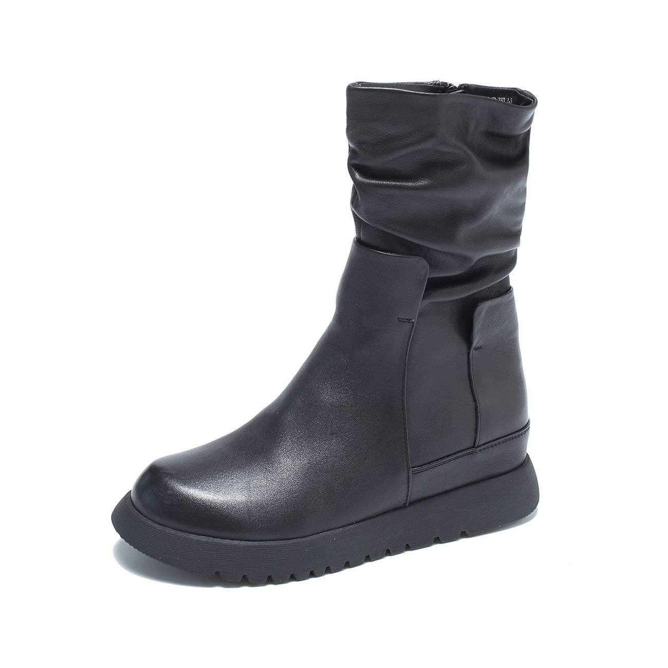 【送料無料】[ZUYEE] (ズイェ) レディース ショートブーツ 本革 サイドジップ 厚底 インヒール 歩きや..