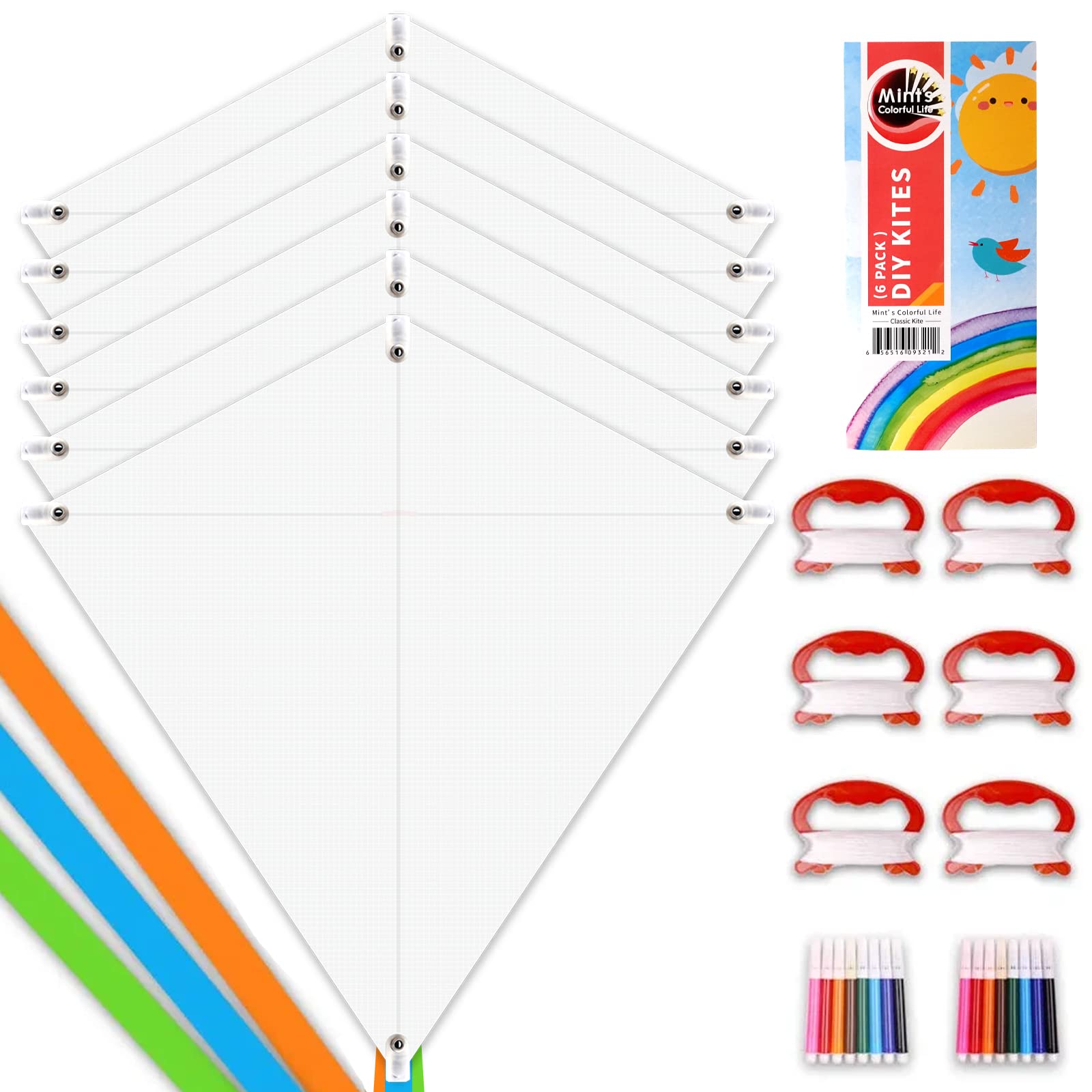【送料無料】子供用DIY凧 凧作りキット バルク、デコレーションぬりえ凧パーティーパック、ホワイトダイヤモンド凧キット 色:ホワイト、サイズ:25 inches