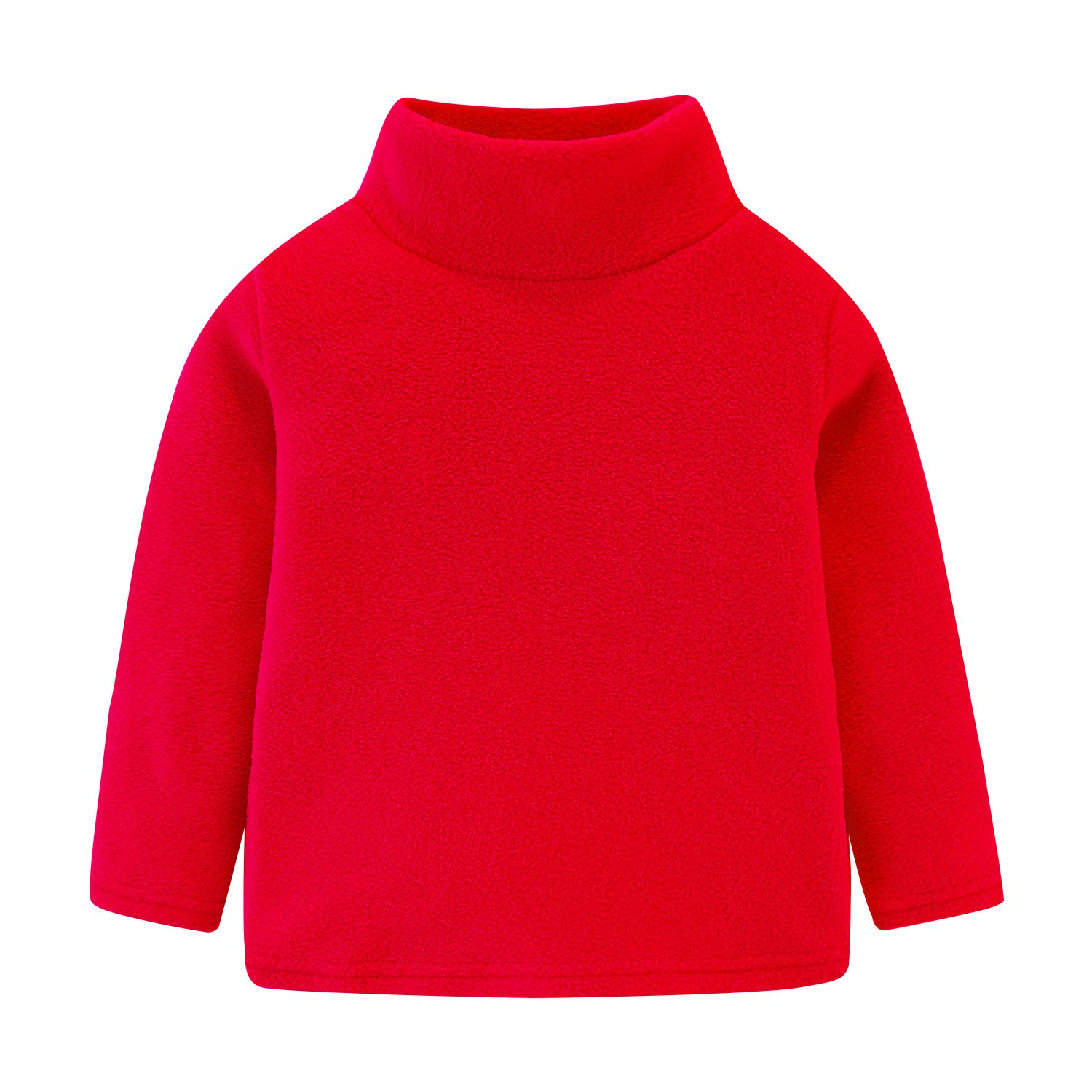 【送料無料】[LittleSpring] 子供 男女兼用 ハイネック フリース tシャツ プルオーバー あたたかい キッズ 長袖tシャツ 色：レッド、サイズ：140