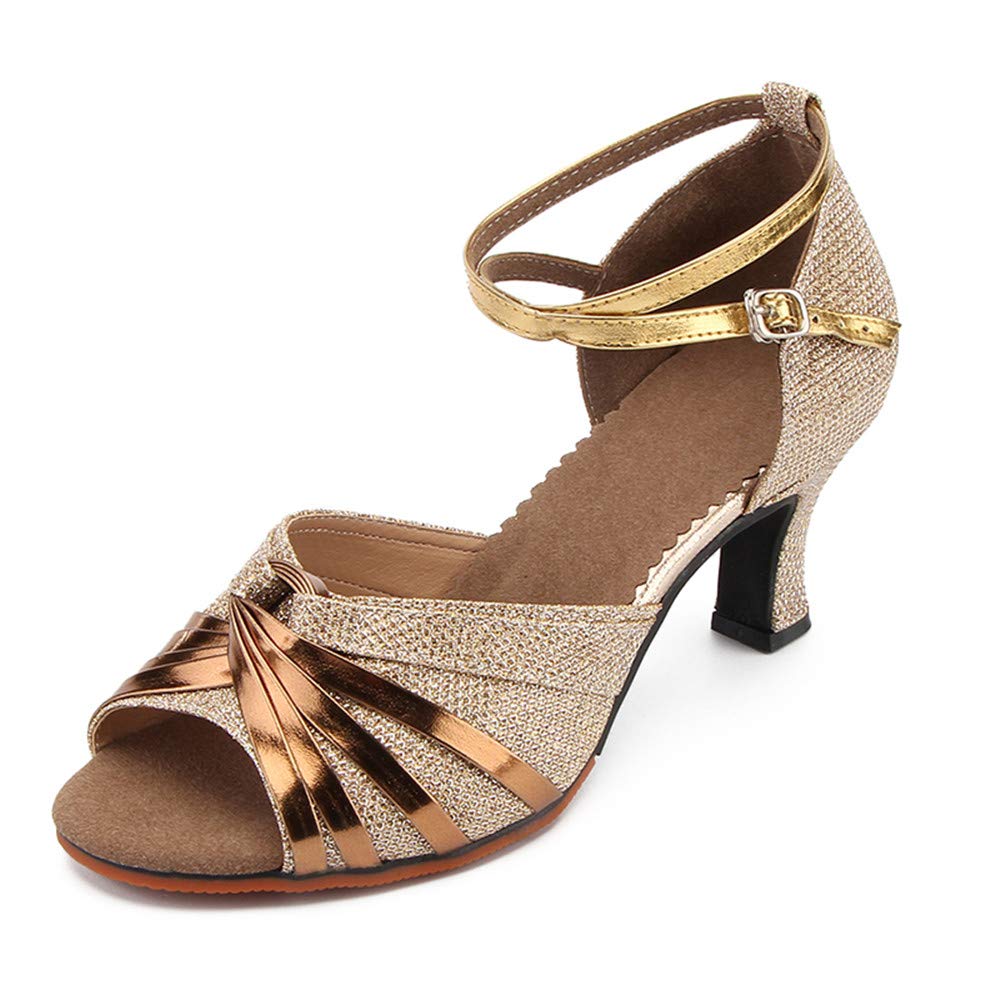【送料無料】[Gengzee] 女性 モダン ラテン ダンス シューズ 成人 レディース ハイヒール ストラップ ..