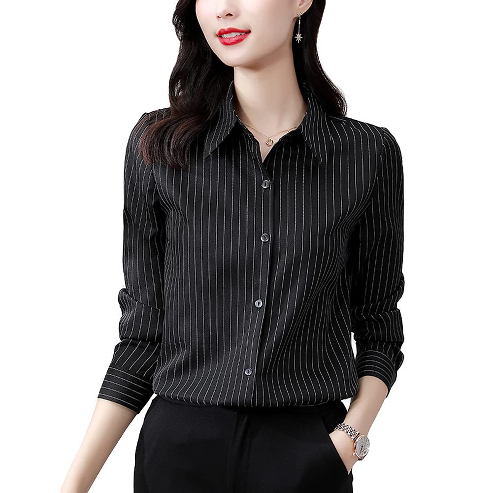 【送料無料】[Bolan　Verl] ストライプ カッター シャツ 長袖 ワイシャツ レディース オフィス ブラウ..