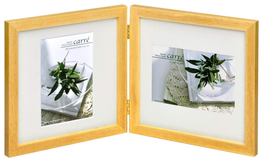 【送料無料】ハクバ 【限定】 HAKUBA フォトフレーム スクウェア 木製 額 カレ 木製 軽くて割れないPET板を採用 タテヨコ兼用 色：ナチュラル、サイズ：Lサイズ(2面)