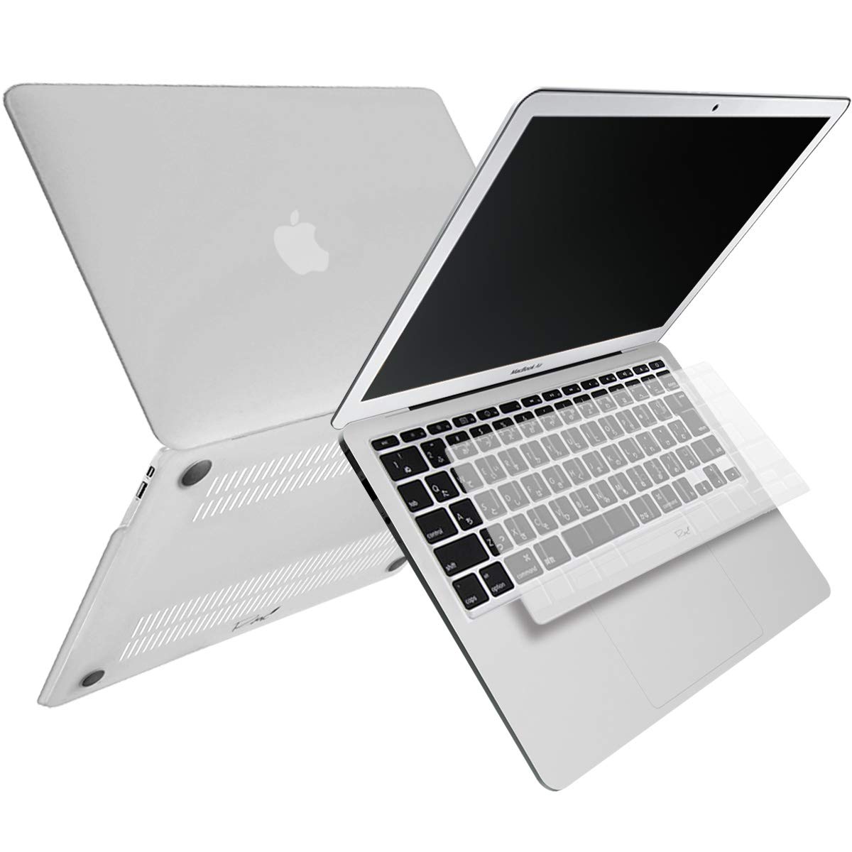 【送料無料】[MS factory] MacBook マット加工 ハード シェル パソコンケース ＋ 日本語 キーボードカバー JIS配列 セット 《RMC オリジナルカラー》 for Apple MacBook Air/Pro/Retina 11,12,13,14, 色：クリアホワイト、サイズ：Air 11インチ (2010年 - 2015年モデル)