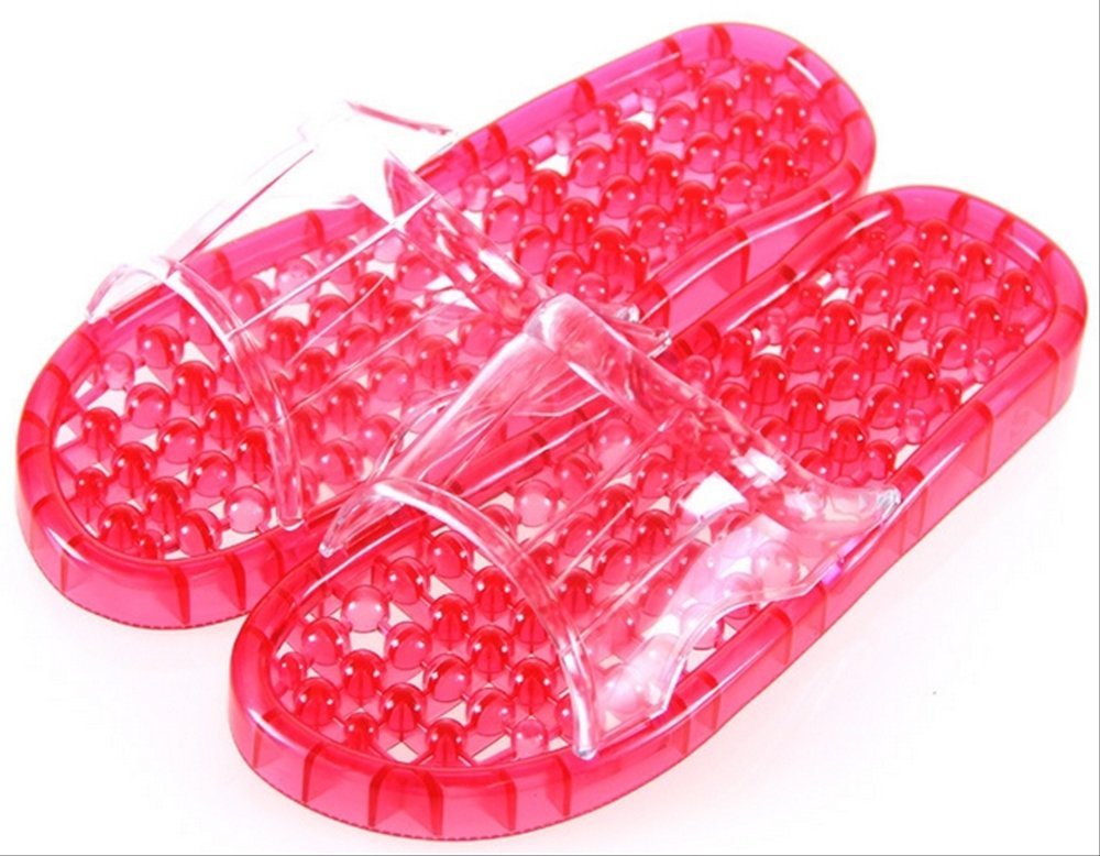 【送料無料】水切り 足つぼ サンダル リフレクソロジー ツボ押し 健康サンダル 選べるカラー・サイズ 色：レッド、サイズ：L