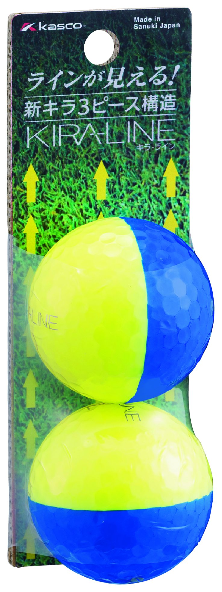 【送料無料】キャスコ(Kasco)ゴルフボール KIRA LINE 3ピース 2個入り 色：イエロー/ブルー、サイズ：イエロー/ブルー(YB)