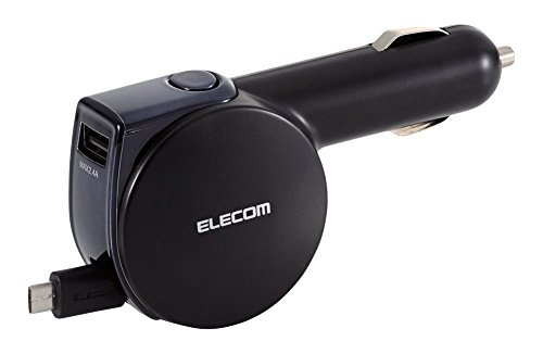 【送料無料】エレコム タブレット用DC充電器 micro&USB シガーチャージャーmicroBリール+USBポート(ブ..