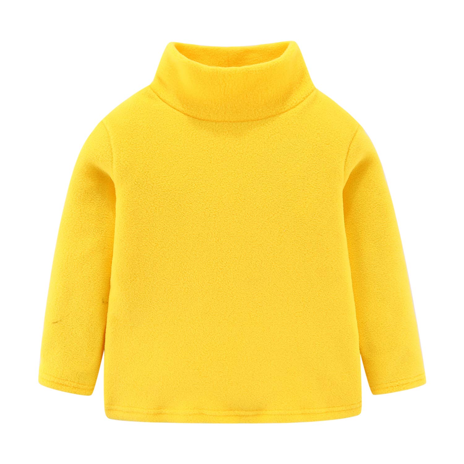【送料無料】[LittleSpring] 子供 男女兼用 ハイネック フリース tシャツ プルオーバー あたたかい キッズ 長袖tシャツ 色：イエロー、サイズ：110