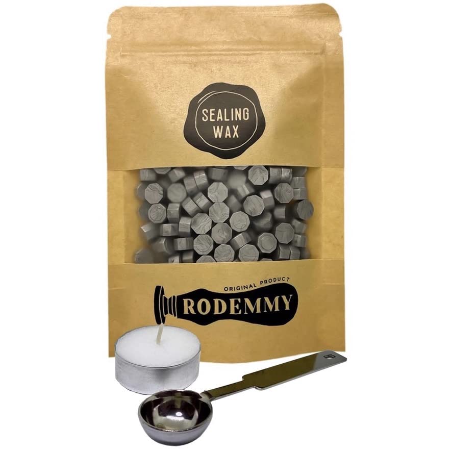 【送料無料】（RODEMMY） シーリングワックス 小粒タイプ 200粒入り スプーン ＆ ロウソク セット 色：..