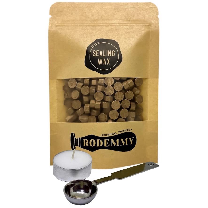 【送料無料】（RODEMMY） シーリングワックス 小粒タイプ 200粒入り スプーン ＆ ロウソク セット 色：..