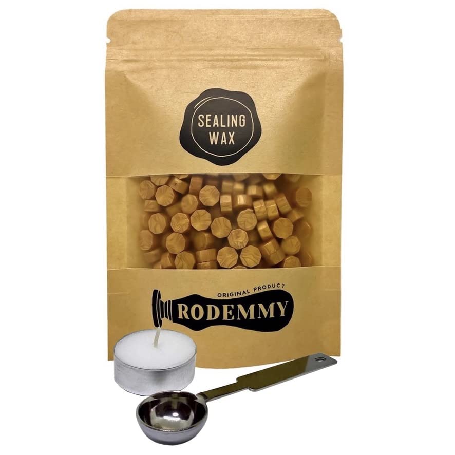 【送料無料】（RODEMMY） シーリングワックス 小粒タイプ 200粒入り スプーン ＆ ロウソク セット 色：..