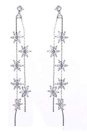 【送料無料】ピアス イヤリング 桜 フラワー かわいい ロングビジューピアス プレゼント ジュエリー 色:Silver Gold