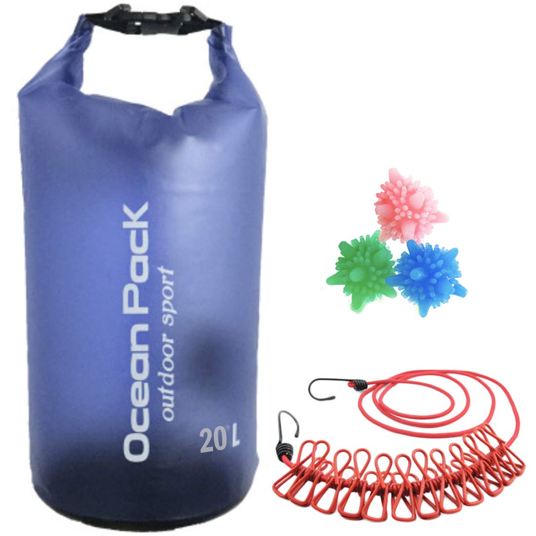 【送料無料】A'sTool 洗濯出来る 防水バッグ 20L 旅行 洗濯 持ち運び 洗濯ロープ 洗濯ボール 付き 旅行..