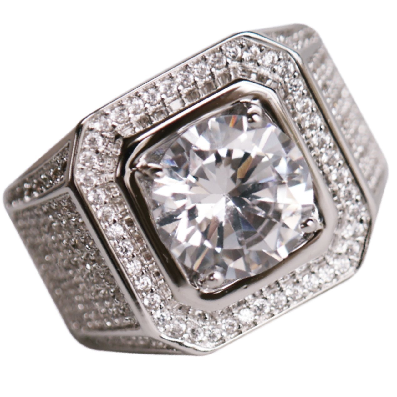 【送料無料】[airupo] [アイルポ] 男の 指輪 オール ストーン シルバー リング ケース 付き 色：シルバ..