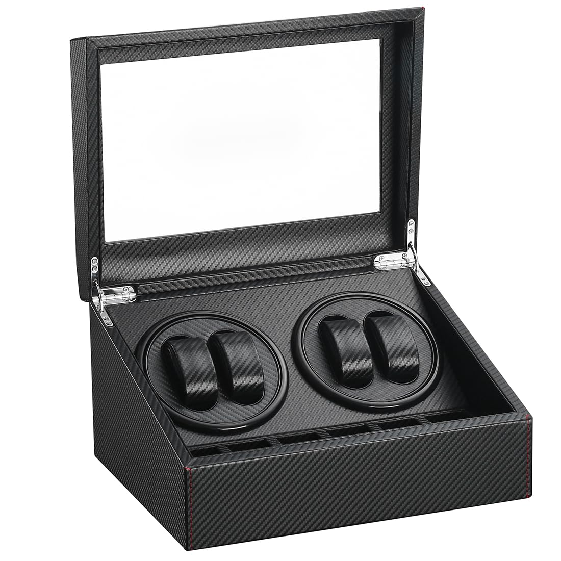 【送料無料】EUNOMIA ワインディングマシーン 4本巻き+6本収納 自動巻き時計 ウォッチワインダー 日本製 マブチモーター 設計 高級 腕時計収納ケース 男女兼用 2019年アップグレード 色：炭素繊維