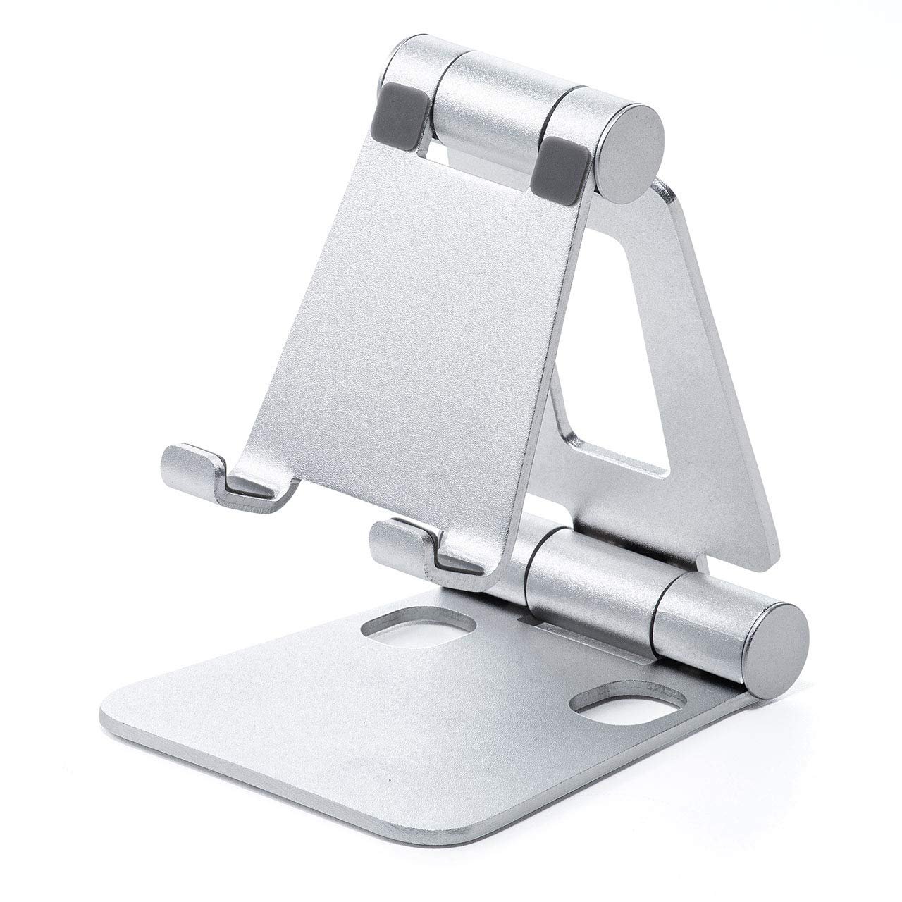 【送料無料】サンワダイレクト スタンド アルミ 無段階角度調整 シルバー 200-STN 色：シルバー、サイズ：スマホスタンド・2関節・折りたたみ