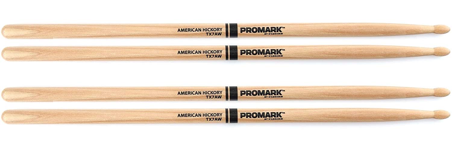 【送料無料】PROMARK プロマーク ドラムスティック ヒッコリー WoodTip 7A TX7AW