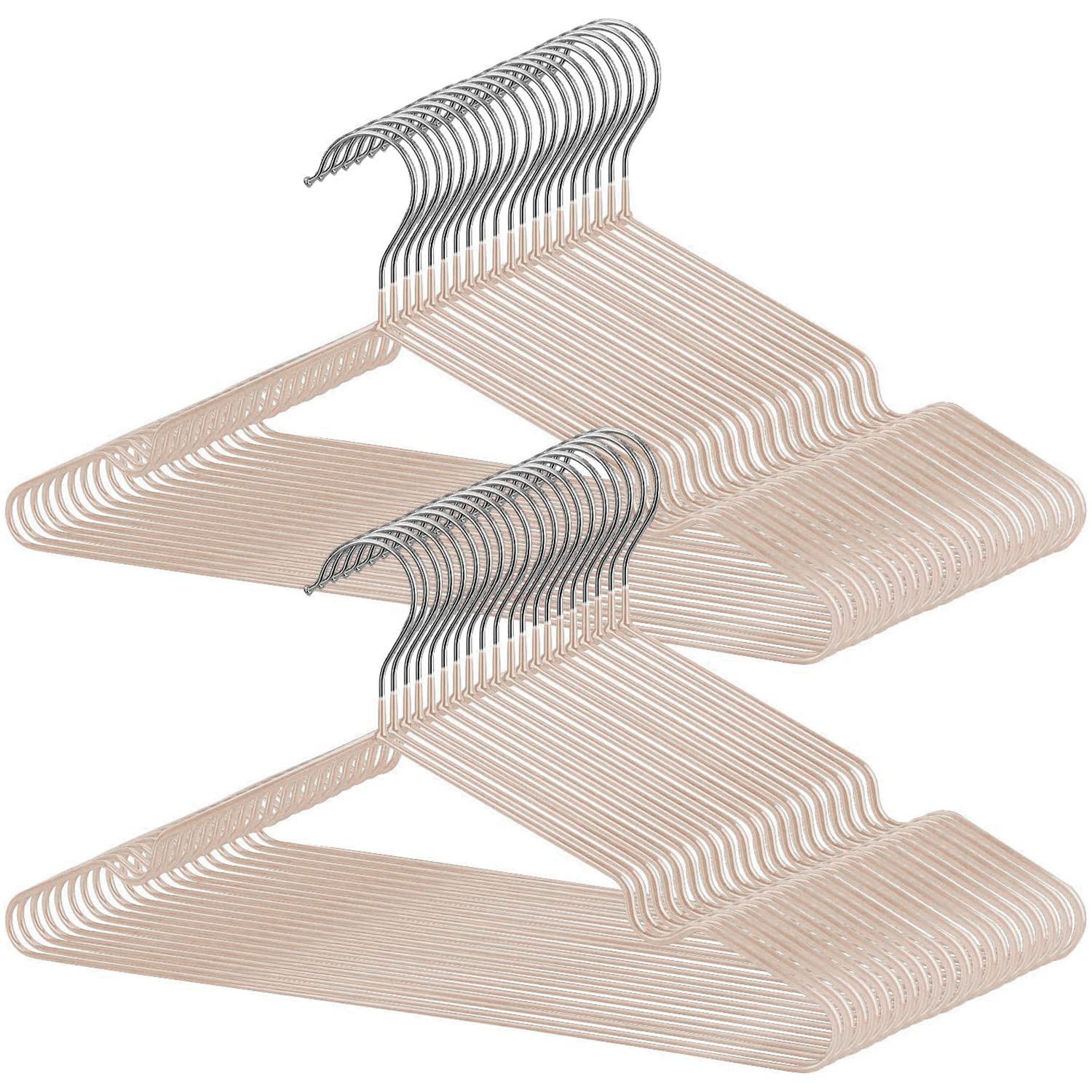 【送料無料】tkone ハンガー すべらない PVC特殊ラバー加工 色:カーキ、サイズ:50pack