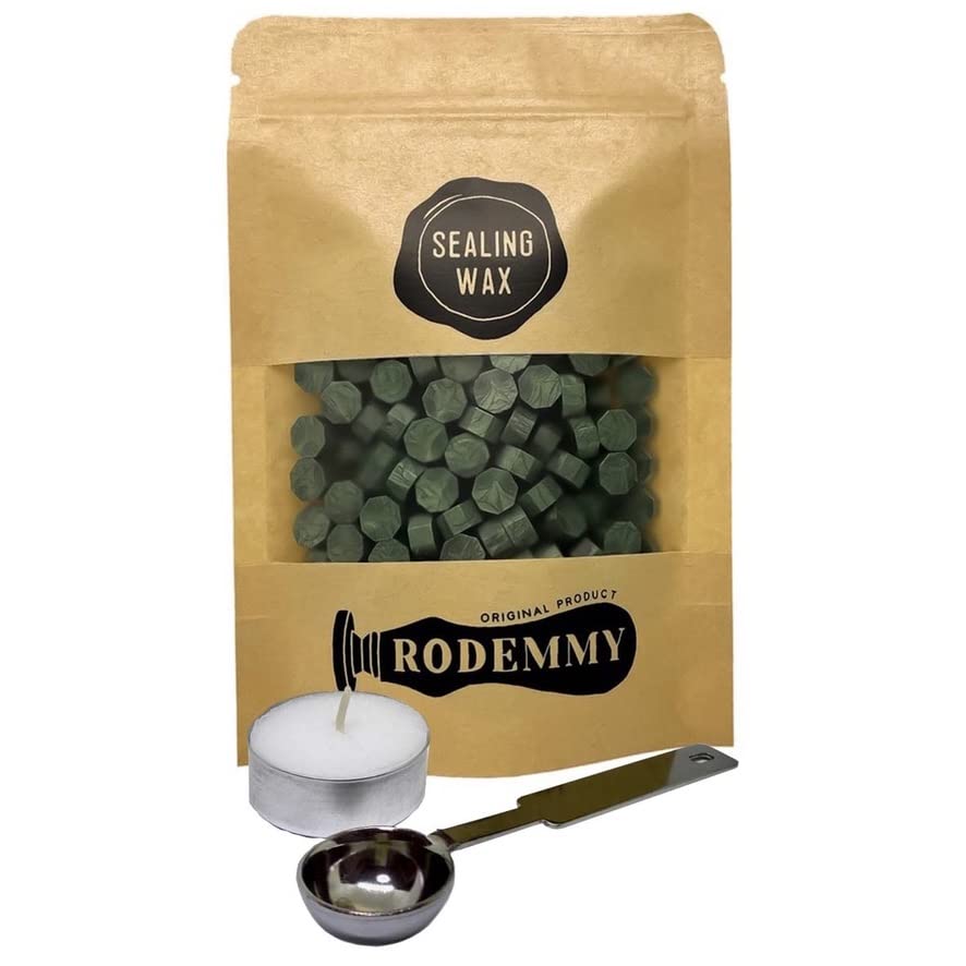 【送料無料】（RODEMMY） シーリングワックス 小粒タイプ 200粒入り スプーン ＆ ロウソク セット 色：..