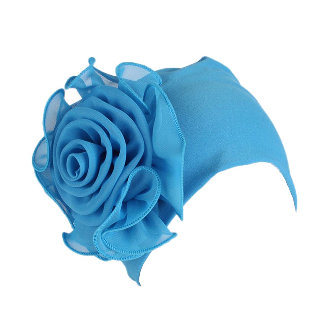 【送料無料】[Jixin4you] 全14色 ケア帽子 抗がん剤 帽子 レディース 無地 花 オシャレ 春夏秋冬 室内用 柔らかい 色：ライトブルー、サイズ：Free Size