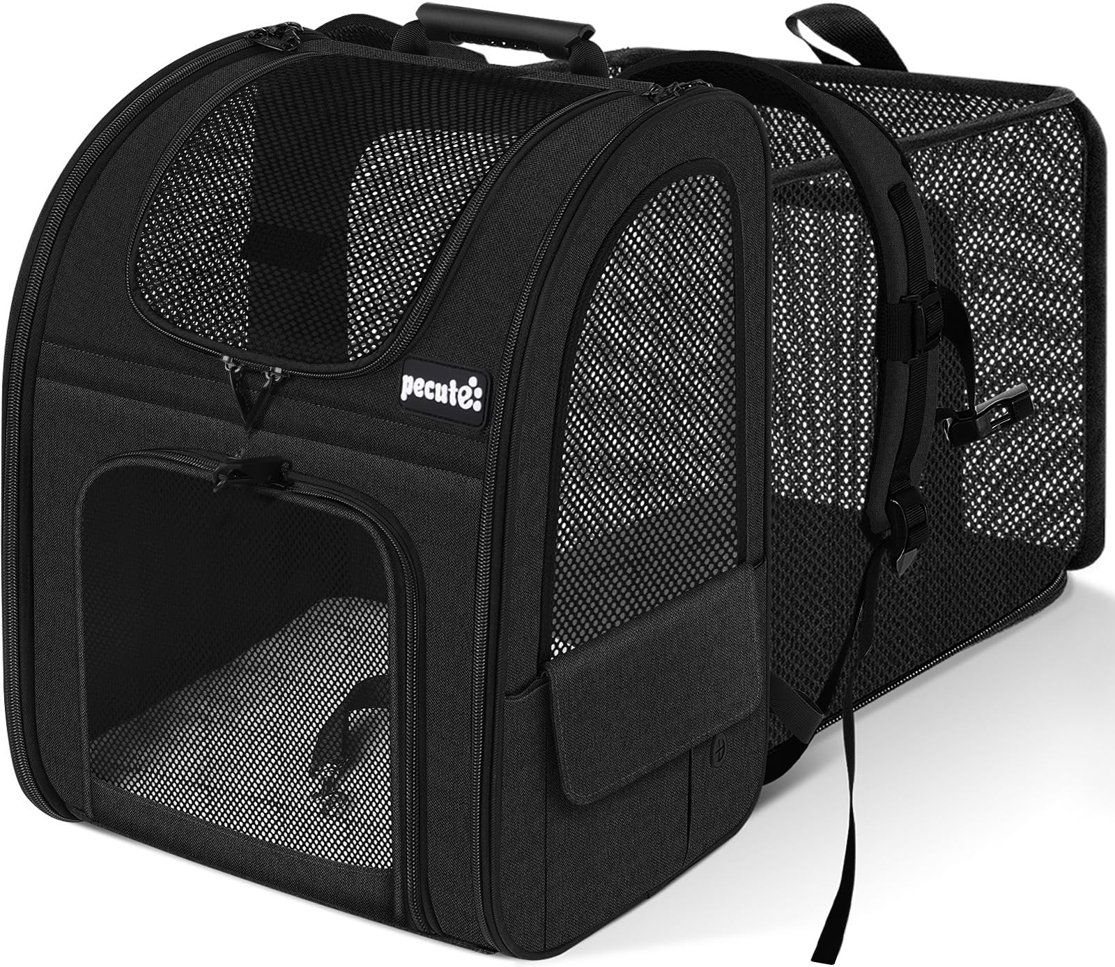 【送料無料】ペキュート[Pecute] ペットキャリーバッグ リュック 拡張可能 猫 犬 小動物用 ドライブ/旅..