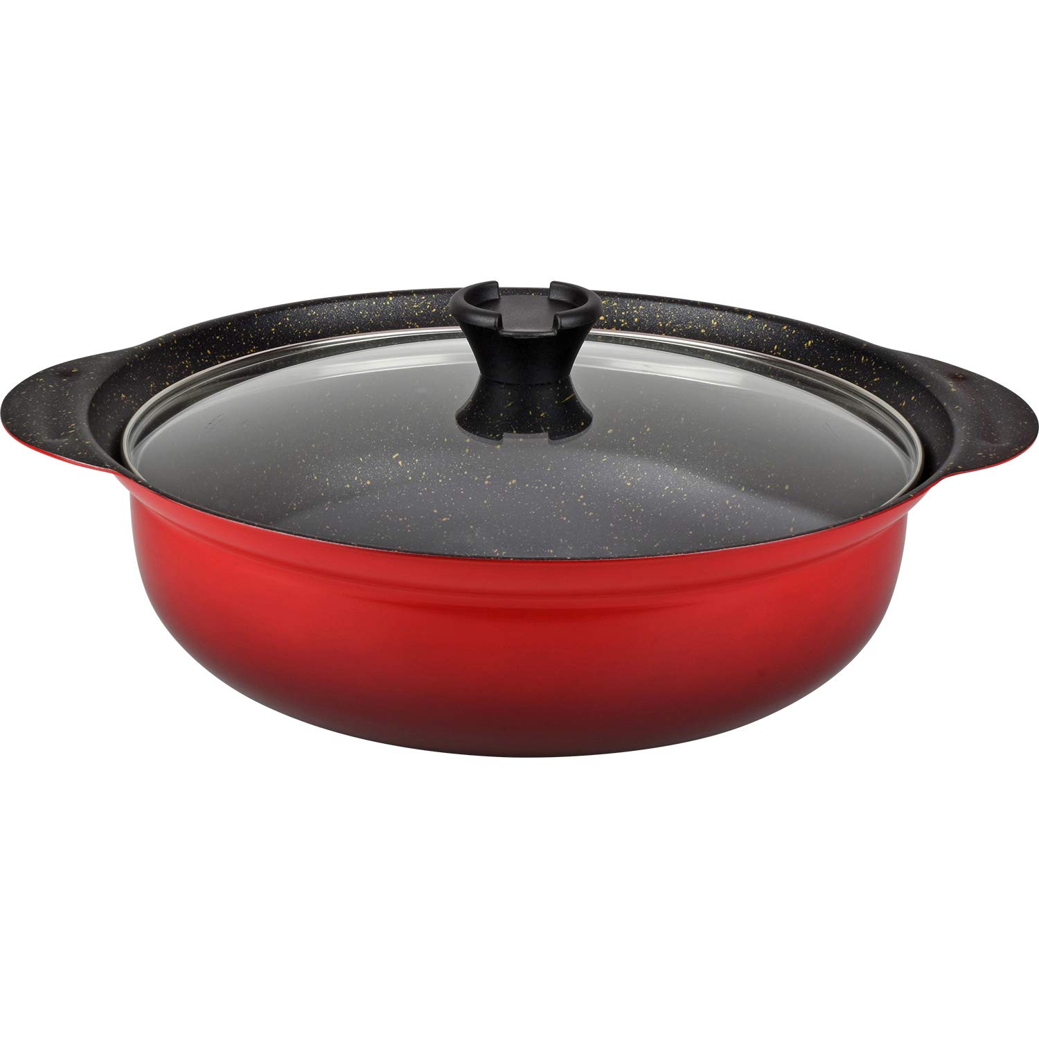 【送料無料】和平フレイズ(Wahei freiz) 土鍋より軽くて丈夫 マーブルコート 卓上鍋 色：赤、サイズ：6.8 L, 直径 30 cm