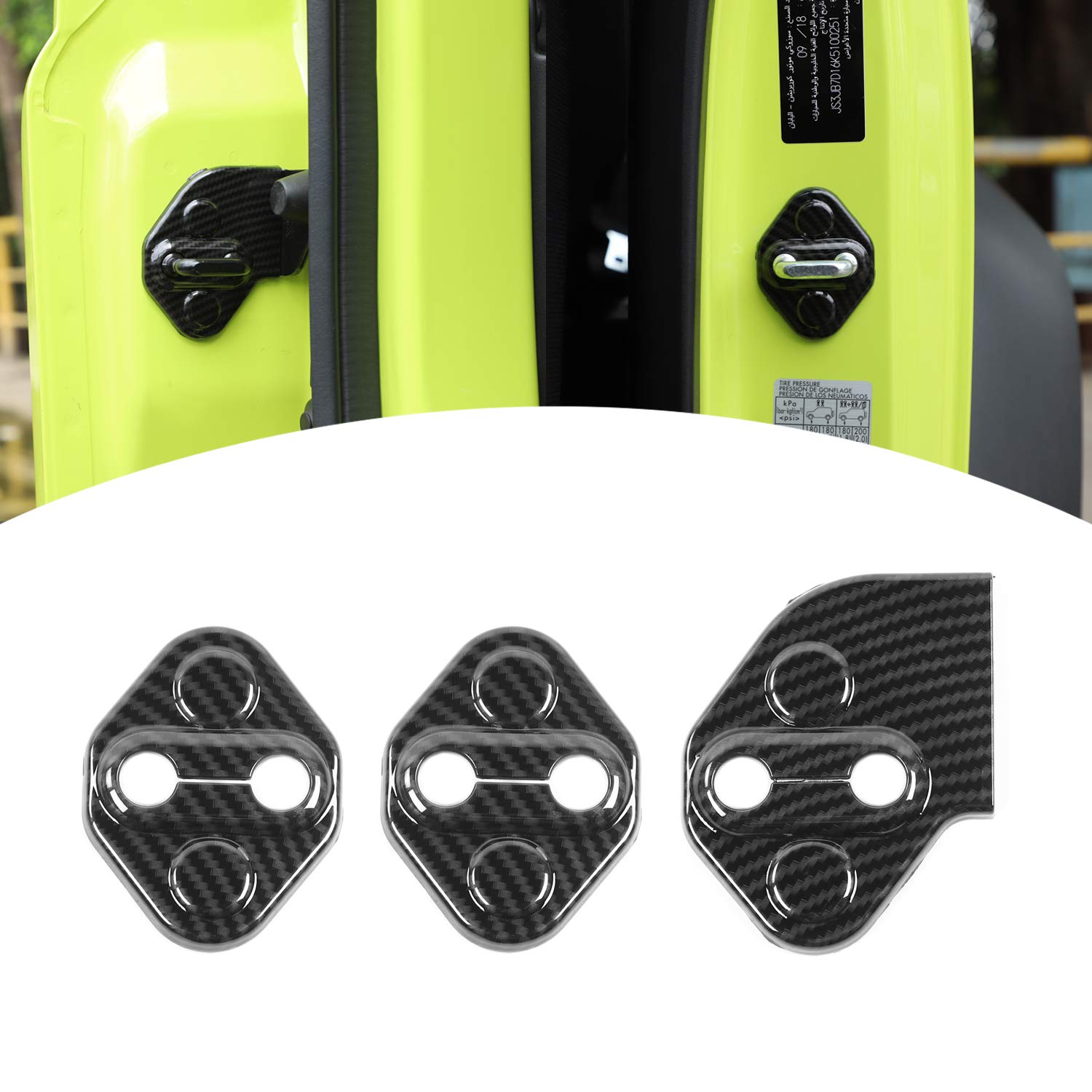 【送料無料】ANTC 車用ドアロックカバー スズキ ジムニー 2019+適用 ABS 高耐久 取付け簡単 3個セット Jimny カーアクセサリー 色：炭素繊維