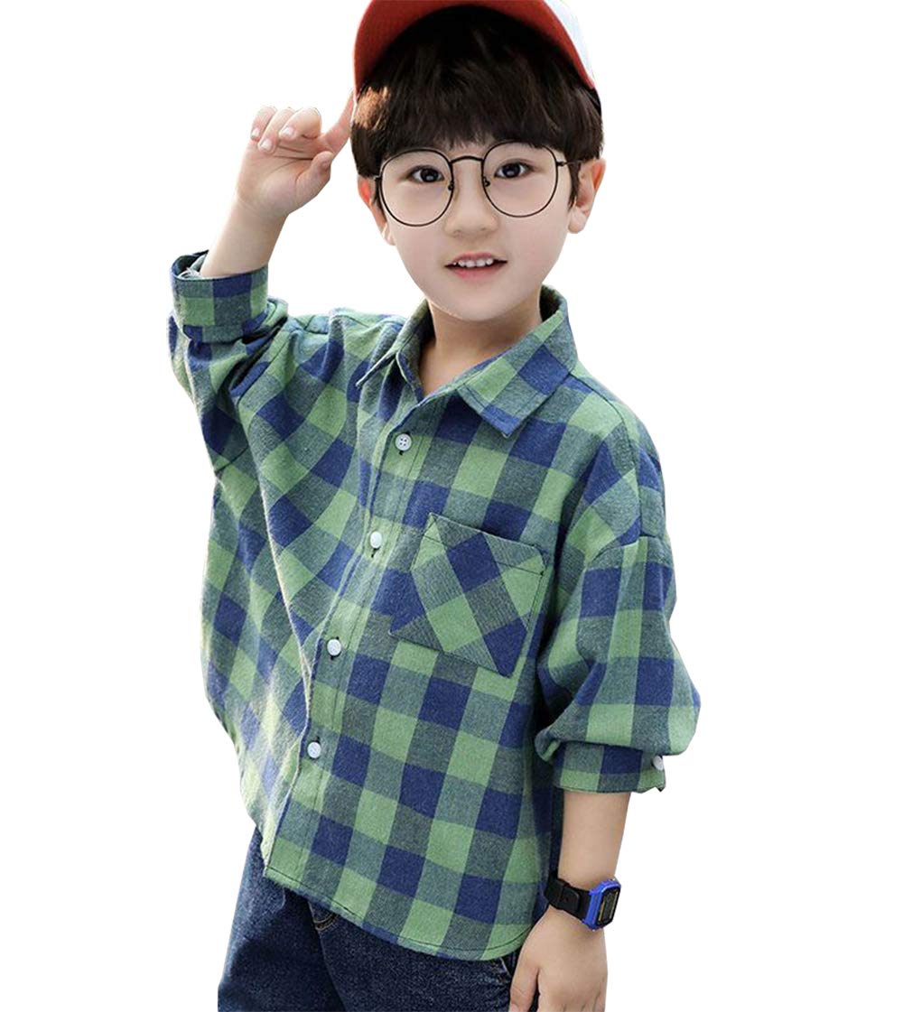 【送料無料】[G-UYO] 男の子 ボタンシャツ 子供服 長袖 チェックシャツ キッズ ワイシャツ可 ...