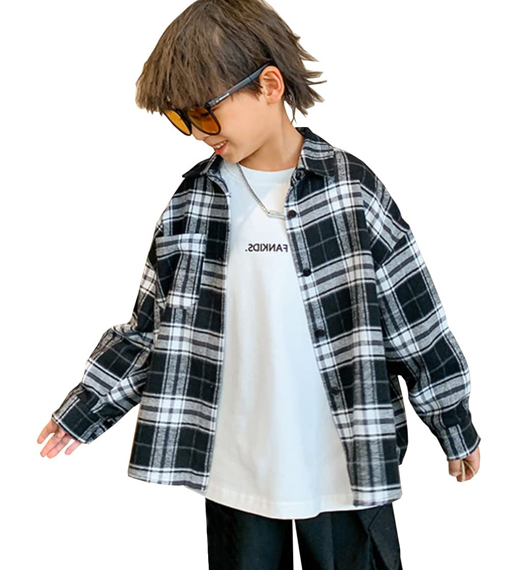 【送料無料】[G-UYO] 男の子 ボタンシャツ 子供服 長袖 チェックシャツ キッズ ワイシャツ可 ...