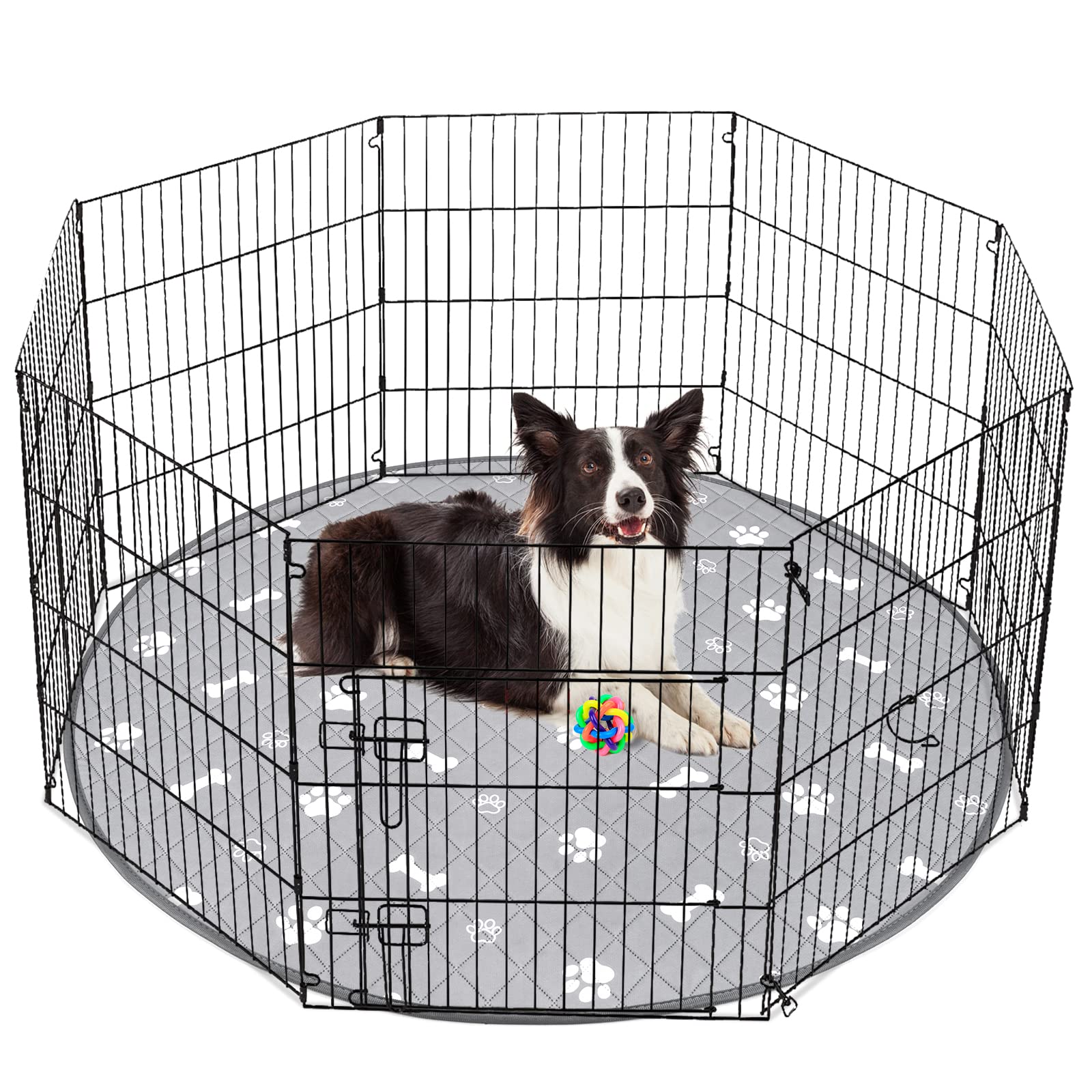 【送料無料】洗える ペットシーツ 丸型 八角形ペットサークルに最適 おしっこパッド 猫 犬用 多頭飼い ペット用 トイレ下敷きマット 速乾 脱臭 抗菌 滑り止め 大判サイズ 色：グレー、サイズ：直径121cm