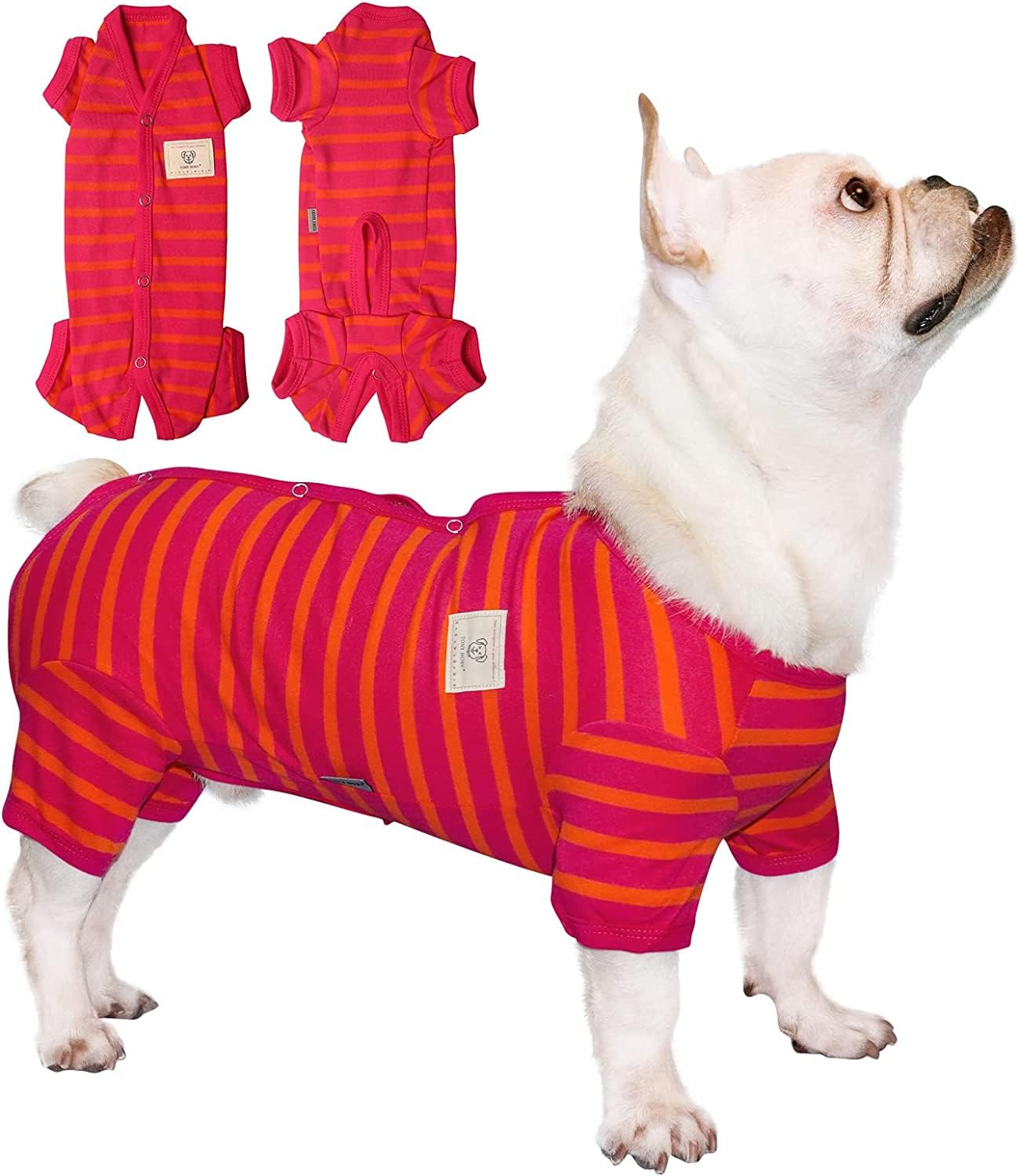 【送料無料】TONY HOBY 男女別け 犬用術後服 夏用 薄い犬のパジャマ 小型犬のロンパース ストライプ柄 ..