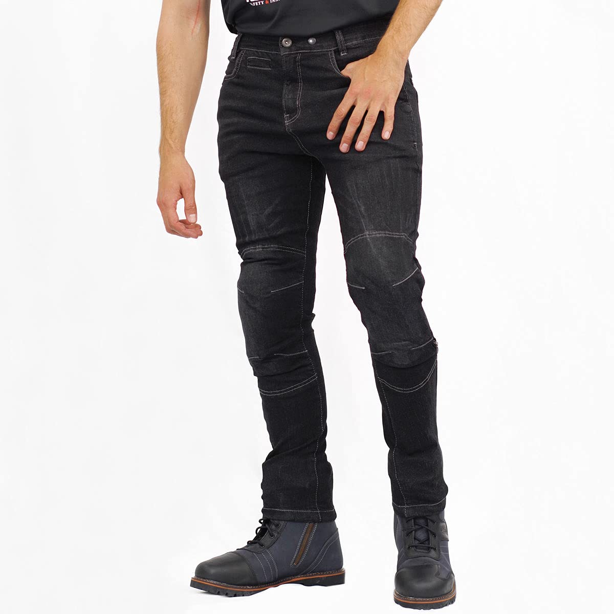 【送料無料】[KOMINE] バイク用 プロテクトジーンズ WJ-749 オールシーズン向け プロテクター CE規格 色：ブラック、サイズ：M