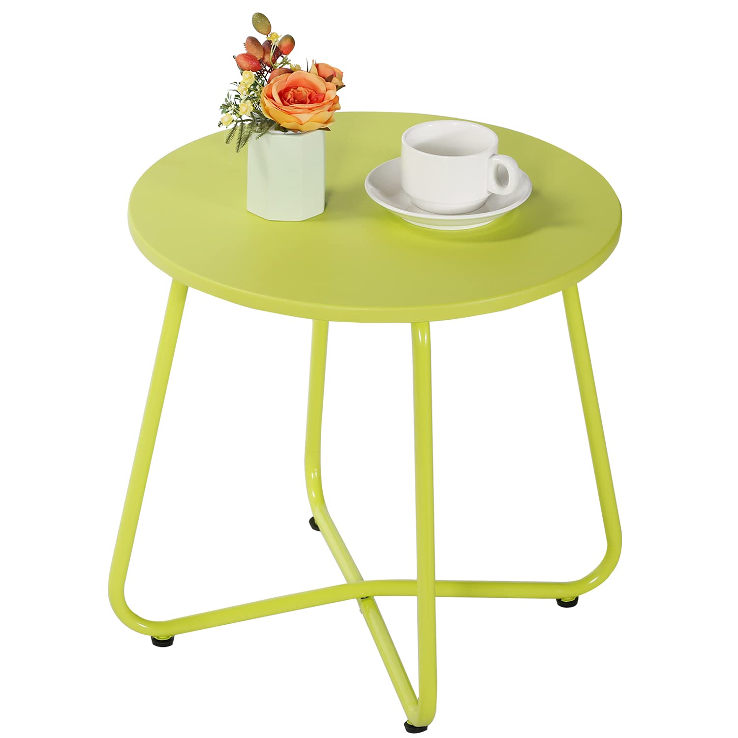 【送料無料】VECELO ローテーブル 丸 コーヒーテーブル サイドテーブル 幅45*奥行き45*高さ44CM 色：グリーン、サイズ：1点