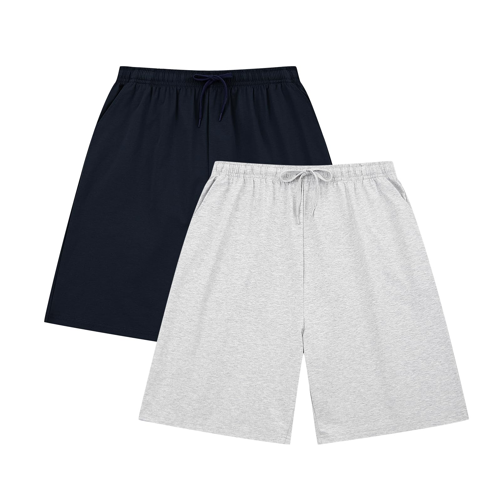 【送料無料】[HomyComy] ハーフパンツ メンズ ショートパンツ ルームパンツ 二枚セット ルームウェアボトムス パジャマパンツ 綿 カジュアルパンツ 部屋着 色：ブルー/グレー(二枚セット)、サイズ：2XL