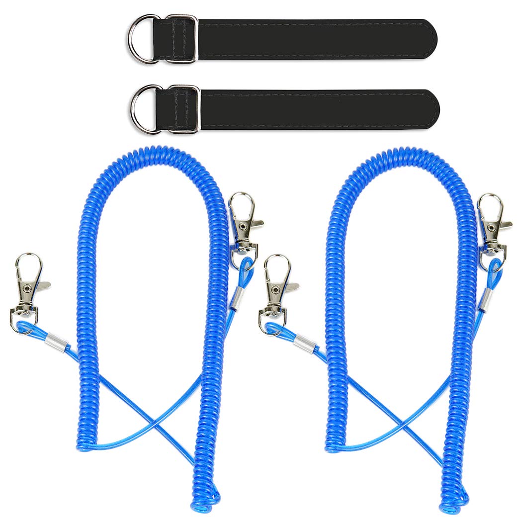 【送料無料】尻手ベルト ロープ付き 釣り竿 スパイラルコード ワイヤー入り 290cm セット 色:ブルー