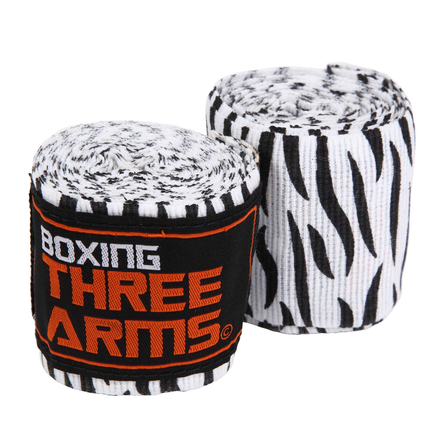 【送料無料】[ THREE ARMS ] ボクシング バンテージ グローブ 子供用 (2個セット / 270cm) 伸縮 タイプ 色：ゼブラストライプ