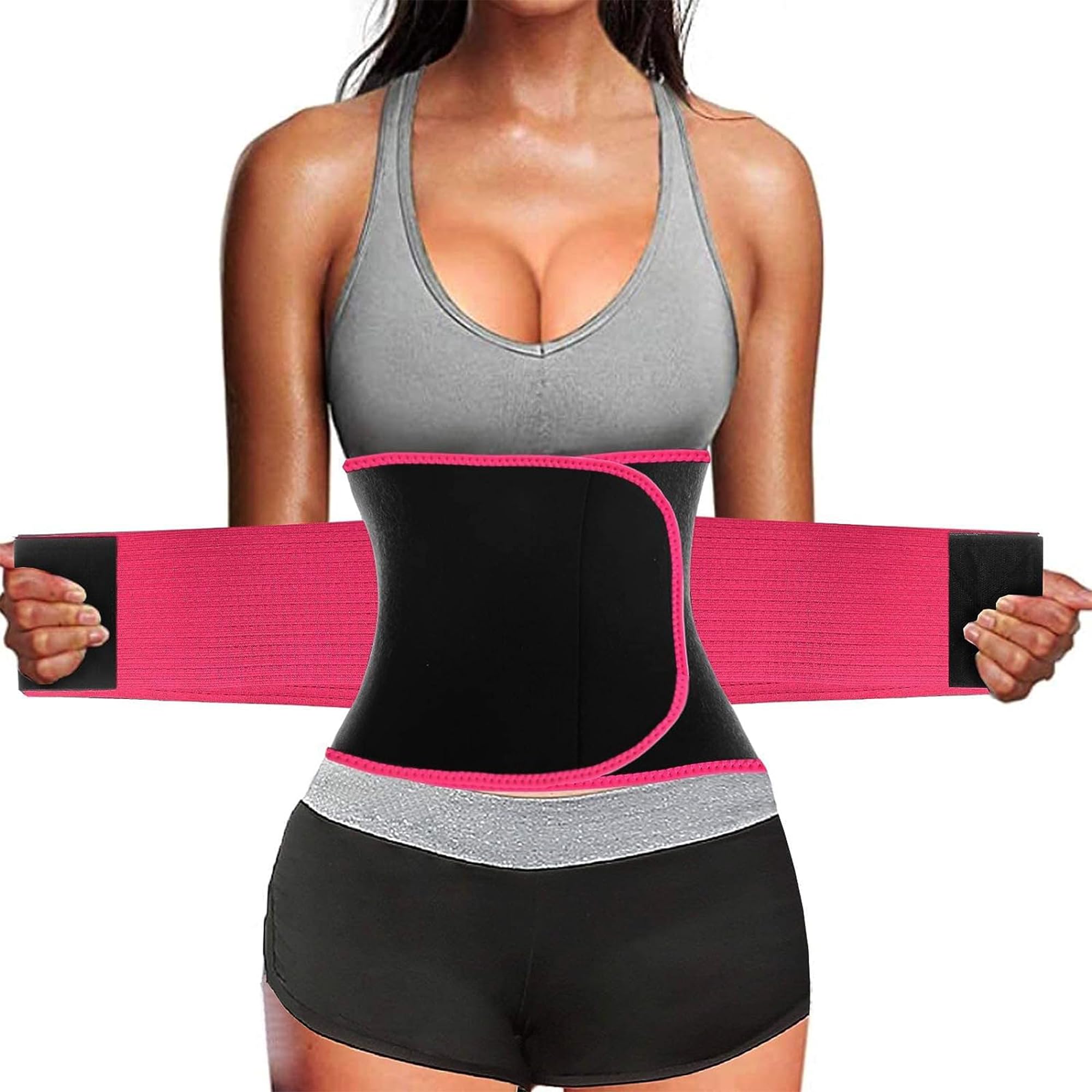 【送料無料】[ATERCEL] ウエストシェイパー シェイプアップベルト 発汗ベルト ダイエットベルト 男女兼用 色：ピンク、サイズ：M