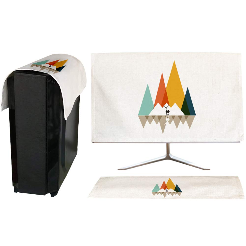 【送料無料】HIGHAWK モニターカバー セット PCディスプレイ キーボード保護 防塵 液晶 可愛い 色：山、サイズ：27インチ