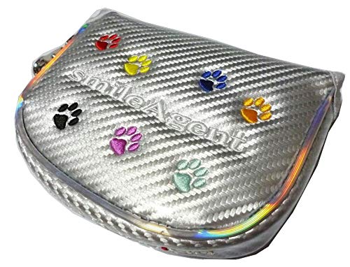 【送料無料】ゴルフ パターカバー ミッドマレット用 肉球デザイン 色：シルバー