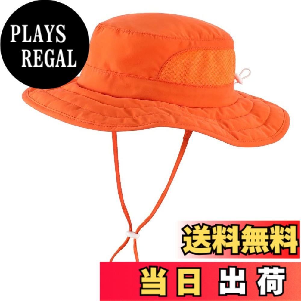 【送料無料】[Connectyle] 幼児 キッズ UPF 50+ サファリハット 広いつば 通気メッシュ 日よけ帽子 速乾 帽子 調節可能 色：オレンジ、サイズ：2-4 Years