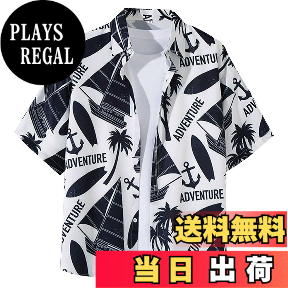 【送料無料】[Moerstar] アロハシャツ メンズ アロハシャツ レディース 開襟シャツ 半袖 柄シャツ メンズ 親子ペアルック ゆったりクール 薄手 夏 涼しい 紫外線 ビッチ 旅行 十色 色：ブラック2116、サイズ：3XL