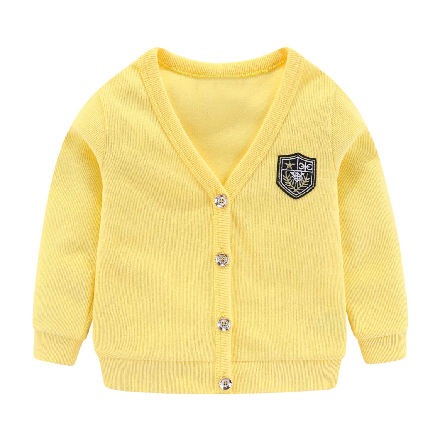 【送料無料】[LittleSpring] カーディガン キッズ vネック スクール ニット 羽織 ワンポイント 春秋 子..