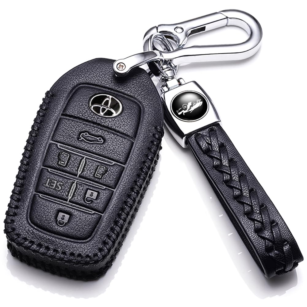 【送料無料】トヨタ 専用 キーケース クラウン クロスオーバー ハリアー プリウス ハイラックス GUN125 ランドクルーザー アルファード RAV4 カローラ ヤリス シエンタ ノア ヴォクシー センチュリー キーカバー キーホルダー 色：ブラック