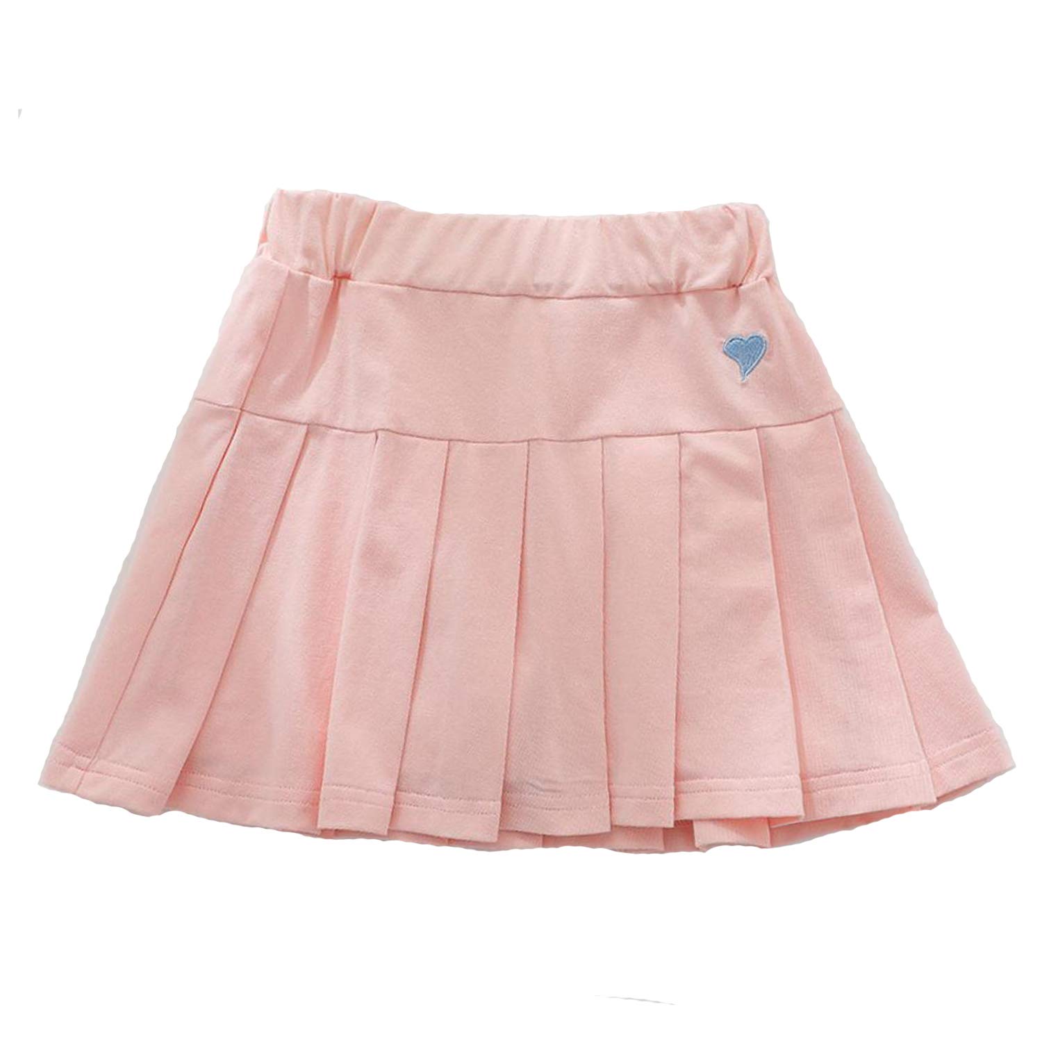 【送料無料】[VIISEN] キッズ プリーツスカート 女の子 ミニスカート Aライン 無地 カジュアル 可愛い 学生 制服 街着 ウエストゴム インナー付 100-150cm 色：ピンク、サイズ：120