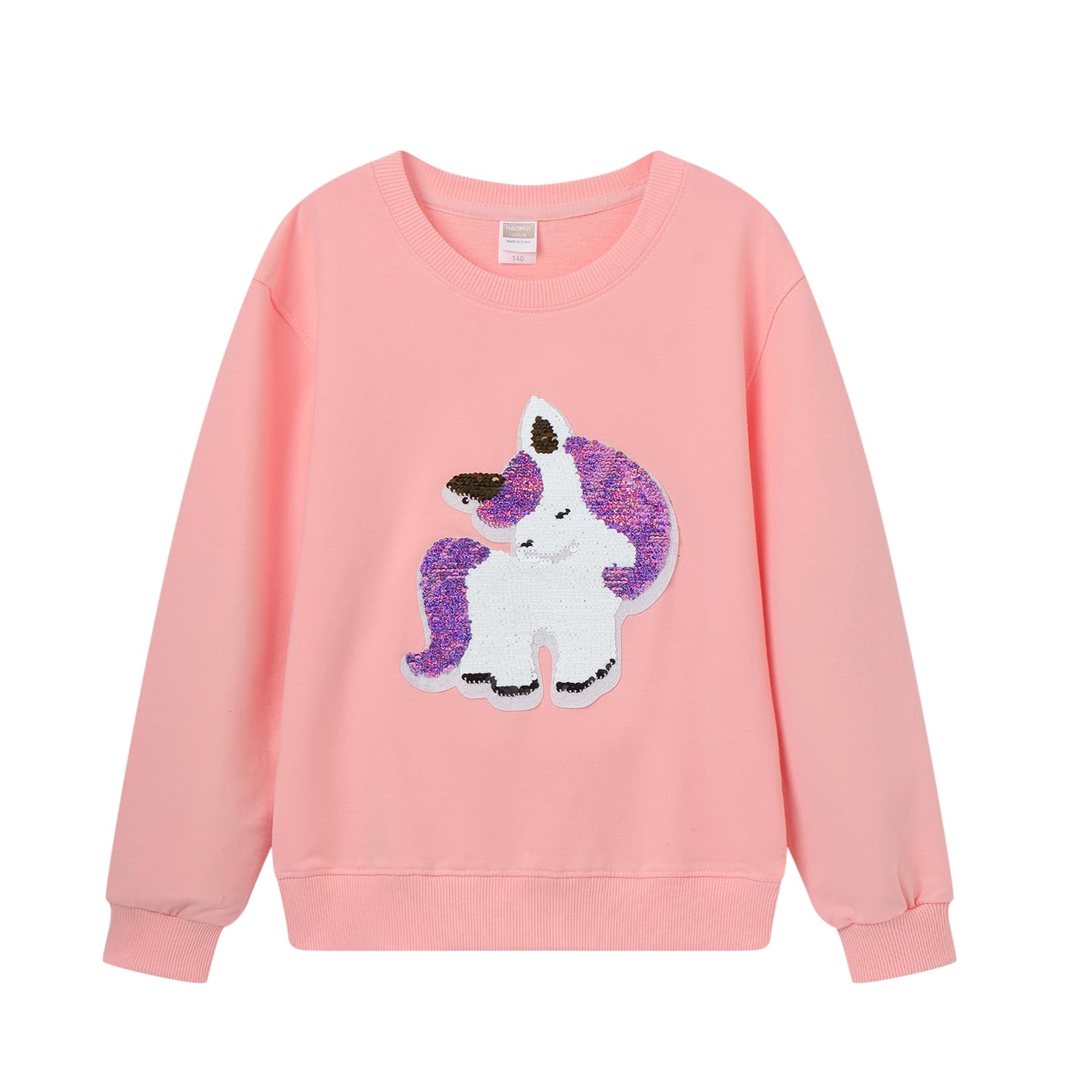 【送料無料】[LittleSpring] スパンコール トレーナー キッズ 女の子 ユニコーン おもしろ キラキラ 長..