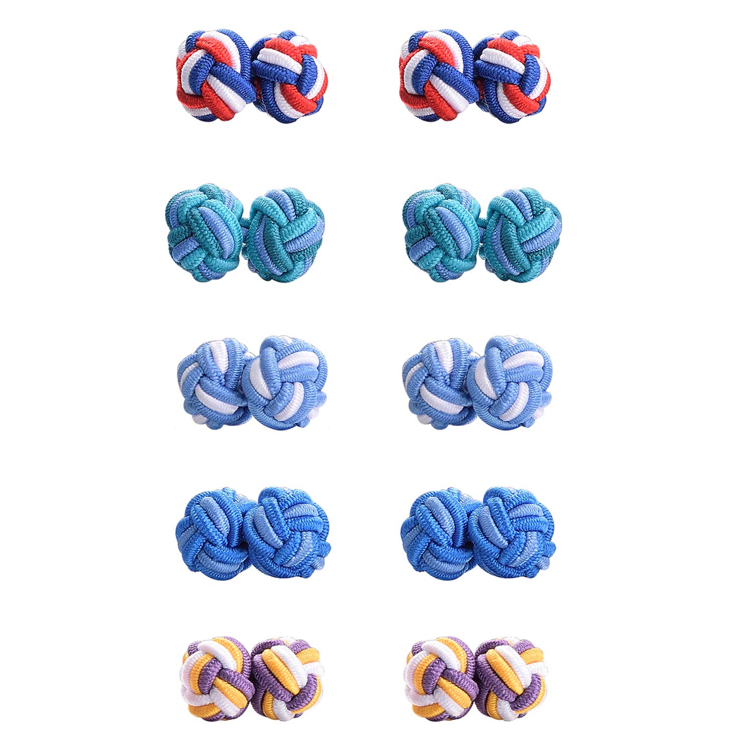 【送料無料】Yoursfs 6ペアセット ガムカフス 丸型 組紐カフス ゴムカフス セット カフスボタン カフリンクス ファッション ジェリー プレゼント 色：5色#2