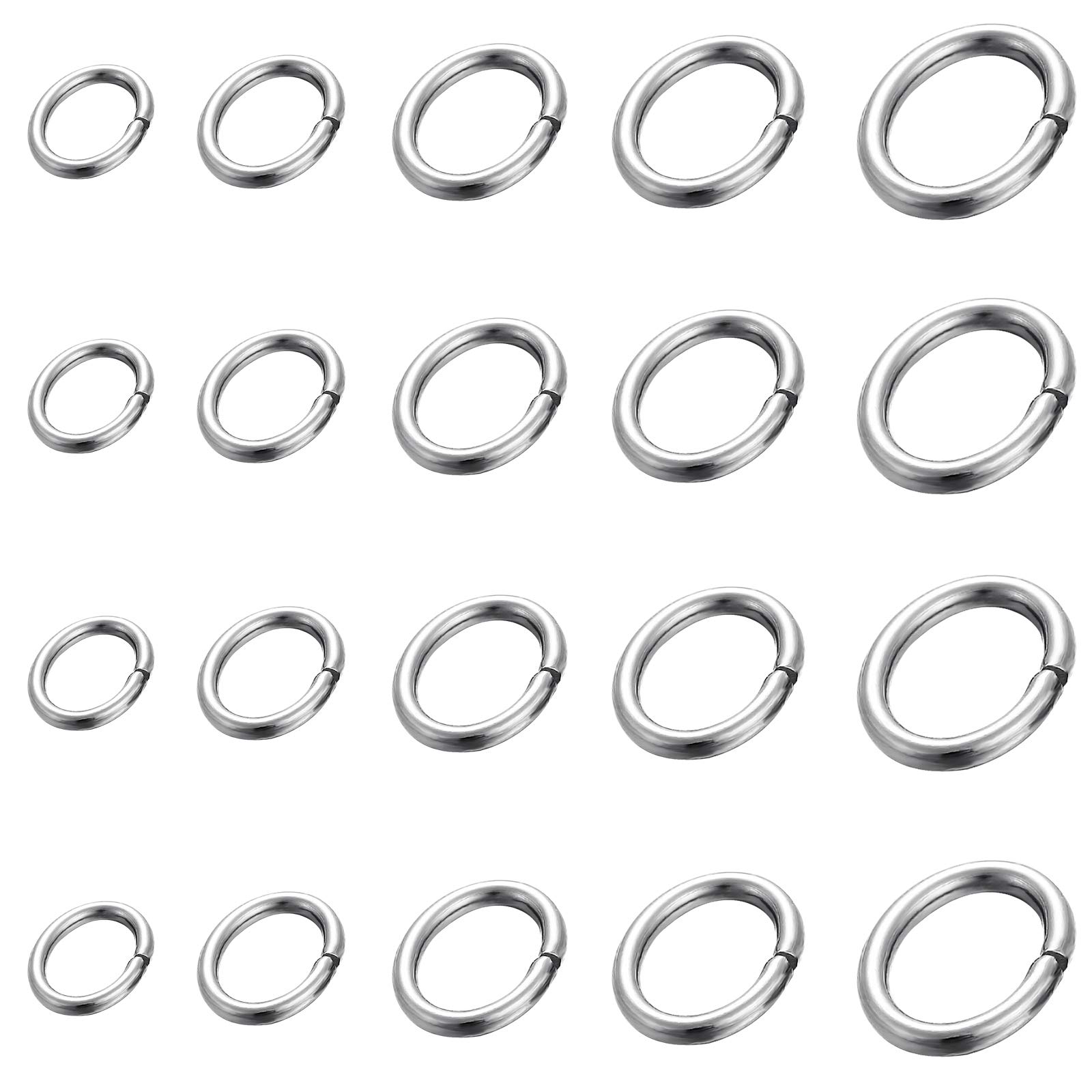 【送料無料】UNICRAFTALE 304ステンレス製金具キット アシスタントツール付き カニカン クラスプ 丸カン 閉環カン 未溶接ジャンプリング 接続パーツセット ステンレス鋼色ジュエリー作り アクセサリーパーツ 副資材 ハンド 色：ステンレ色-約1000個、サイズ：5種（楕円）